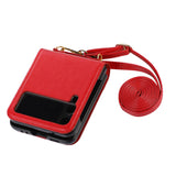 Maxbell Phone Case with Card Holder with Detachable Shoulder Strap for Z Flip4 5G Red