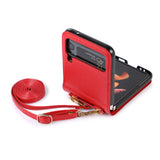 Maxbell Phone Case with Card Holder with Detachable Shoulder Strap for Z Flip4 5G Red