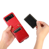 Maxbell Phone Case with Card Holder with Detachable Shoulder Strap for Z Flip4 5G Red