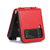 Maxbell Phone Case with Card Holder with Detachable Shoulder Strap for Z Flip4 5G Red