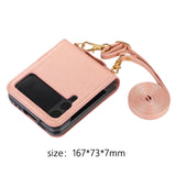Maxbell Phone Case with Card Holder with Detachable Shoulder Strap for Z Flip4 5G Pink