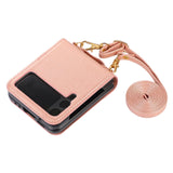 Maxbell Phone Case with Card Holder with Detachable Shoulder Strap for Z Flip4 5G Pink