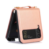 Maxbell Phone Case with Card Holder with Detachable Shoulder Strap for Z Flip4 5G Pink