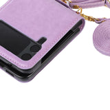 Maxbell Phone Case with Card Holder with Detachable Shoulder Strap for Z Flip4 5G Purple