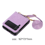 Maxbell Phone Case with Card Holder with Detachable Shoulder Strap for Z Flip4 5G Purple