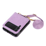 Maxbell Phone Case with Card Holder with Detachable Shoulder Strap for Z Flip4 5G Purple