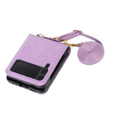 Maxbell Phone Case with Card Holder with Detachable Shoulder Strap for Z Flip4 5G Purple