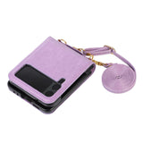Maxbell Phone Case with Card Holder with Detachable Shoulder Strap for Z Flip4 5G Purple