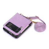 Maxbell Phone Case with Card Holder with Detachable Shoulder Strap for Z Flip4 5G Purple