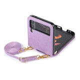 Maxbell Phone Case with Card Holder with Detachable Shoulder Strap for Z Flip4 5G Purple