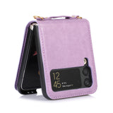 Maxbell Phone Case with Card Holder with Detachable Shoulder Strap for Z Flip4 5G Purple