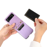 Maxbell Phone Case with Card Holder with Detachable Shoulder Strap for Z Flip4 5G Purple