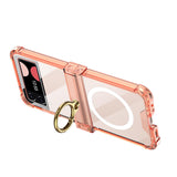 Maxbell Durable Phone Case Shell Stylish with Rings Holder Protective Case Accessory Orange