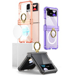 Maxbell Durable Phone Case Shell Stylish with Rings Holder Protective Case Accessory Orange