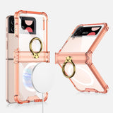 Maxbell Durable Phone Case Shell Stylish with Rings Holder Protective Case Accessory Orange