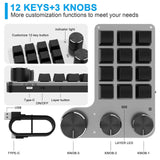 Maxbell Portable Numeric Keypad 9 Keys 3 Knob Program RGB for PC Laptop Tablet Black