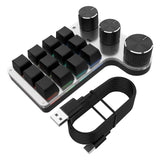 Maxbell Portable Numeric Keypad 9 Keys 3 Knob Program RGB for PC Laptop Tablet Black