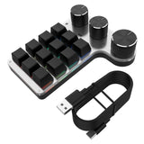 Maxbell Portable Numeric Keypad 9 Keys 3 Knob Program RGB for PC Laptop Tablet Black