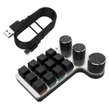 Maxbell Portable Numeric Keypad 9 Keys 3 Knob Program RGB for PC Laptop Tablet Black