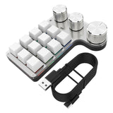 Maxbell Portable Numeric Keypad 9 Keys 3 Knob Program RGB for PC Laptop Tablet White