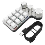 Maxbell Portable Numeric Keypad 9 Keys 3 Knob Program RGB for PC Laptop Tablet White