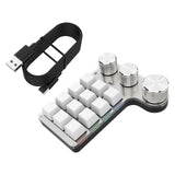 Maxbell Portable Numeric Keypad 9 Keys 3 Knob Program RGB for PC Laptop Tablet White