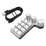 Maxbell Portable Numeric Keypad 9 Keys 3 Knob Program RGB for PC Laptop Tablet White