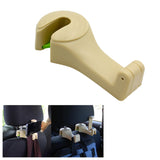 Maxbell 2 in 1 Car Headrest Hidden Hook Gadget Phone Holder Clips for Purse Handbag Beige