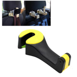 Maxbell 2 in 1 Car Headrest Hidden Hook Gadget Phone Holder Clips for Purse Handbag Black Yellow