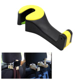 Maxbell 2 in 1 Car Headrest Hidden Hook Gadget Phone Holder Clips for Purse Handbag Black Yellow