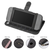 Maxbell PU Leather Protective Case Flip Handheld for Switch Game Console Black for Old Model