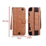 Maxbell PU Leather Protective Case Flip Handheld for Switch Game Console Brown for Old Model