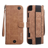Maxbell PU Leather Protective Case Flip Handheld for Switch Game Console Brown for Old Model
