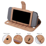 Maxbell PU Leather Protective Case Flip Handheld for Switch Game Console Brown for Old Model