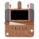 Maxbell PU Leather Protective Case Flip Handheld for Switch Game Console Brown for Old Model