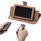 Maxbell PU Leather Protective Case Flip Handheld for Switch Game Console Brown for Old Model