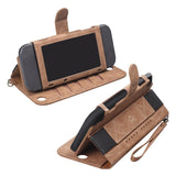 Maxbell PU Leather Protective Case Flip Handheld for Switch Game Console Brown for Old Model