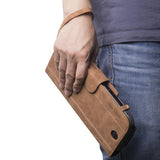 Maxbell PU Leather Protective Case Flip Handheld for Switch Game Console Brown for Old Model
