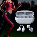 Maxbell Ear Clip Wireless Earbuds Auto Pairing Calling for Driving Fitness Business White Gray
