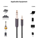 Maxbell Audio Converter 3.55 to 6.35mm 1/8 inch to 1/4 inch for Earphone Mixer Table 2M