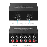 Maxbell Bi Directional 4 Way RCA Stereo Audio Switch Sound Receiver for Theater