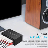 Maxbell Bi Directional 4 Way RCA Stereo Audio Switch Sound Receiver for Theater