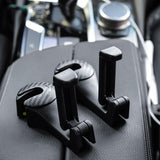 Maxbell 2 in 1 Car Seat Back Headrest Hook with Phone Holder for Umbrellas Bags Black