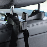 Maxbell 2 in 1 Car Seat Back Headrest Hook with Phone Holder for Umbrellas Bags Black