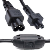 Maxbell IEC320 C6 Male to C5 Female Power Extension Cord 30cm for Notebook Printer