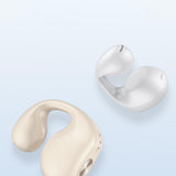 Maxbell 1 Piece Ear Clip Wireless Headset Portable HiFi Sound for Driving Business Beige