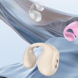 Maxbell 1 Piece Ear Clip Wireless Headset Portable HiFi Sound for Driving Business Beige
