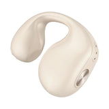 Maxbell 1 Piece Ear Clip Wireless Headset Portable HiFi Sound for Driving Business Beige