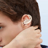 Maxbell 1 Piece Ear Clip Wireless Headset Portable HiFi Sound for Driving Business Beige