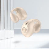 Maxbell 1 Piece Ear Clip Wireless Headset Portable HiFi Sound for Driving Business Beige